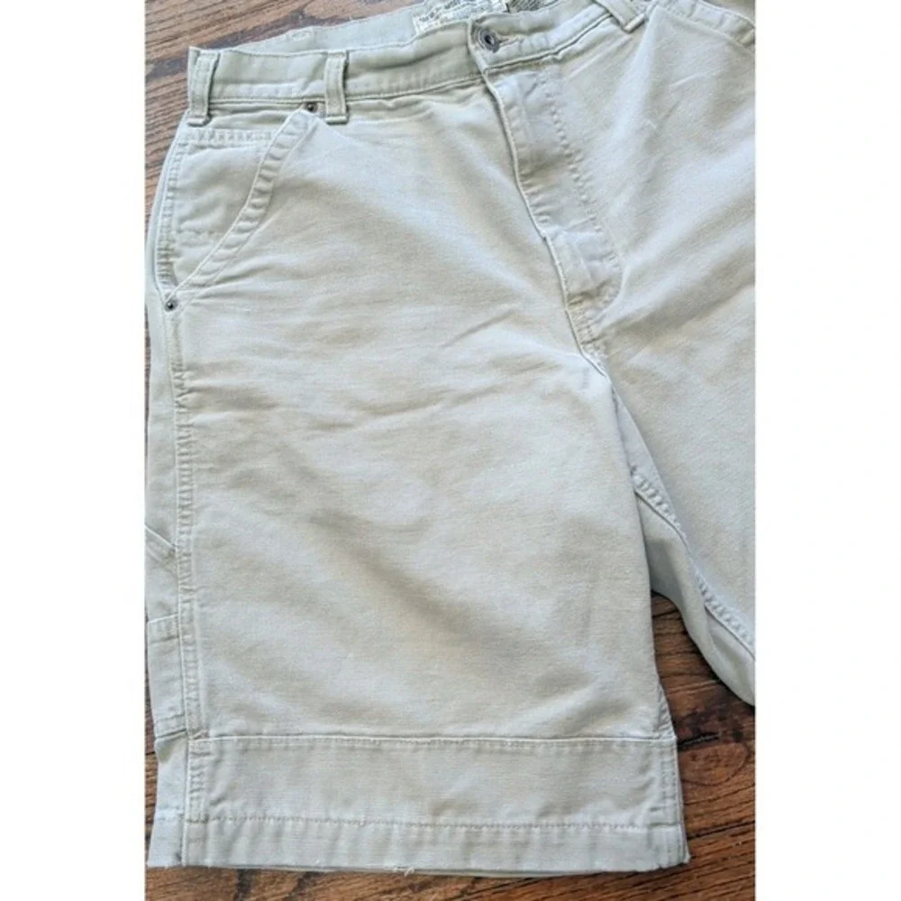 Vtg Abercrombie & Fitch‎ Shorts Sz 32 Khaki Canvas Carpenter Distressed USA Made